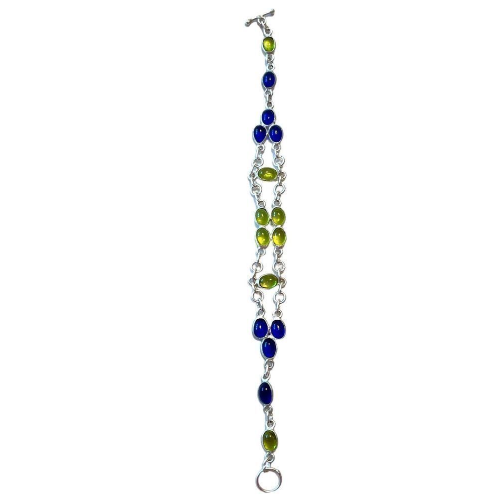 💎2/$30💎 Light Green And Blue Silver Tone Bracelet